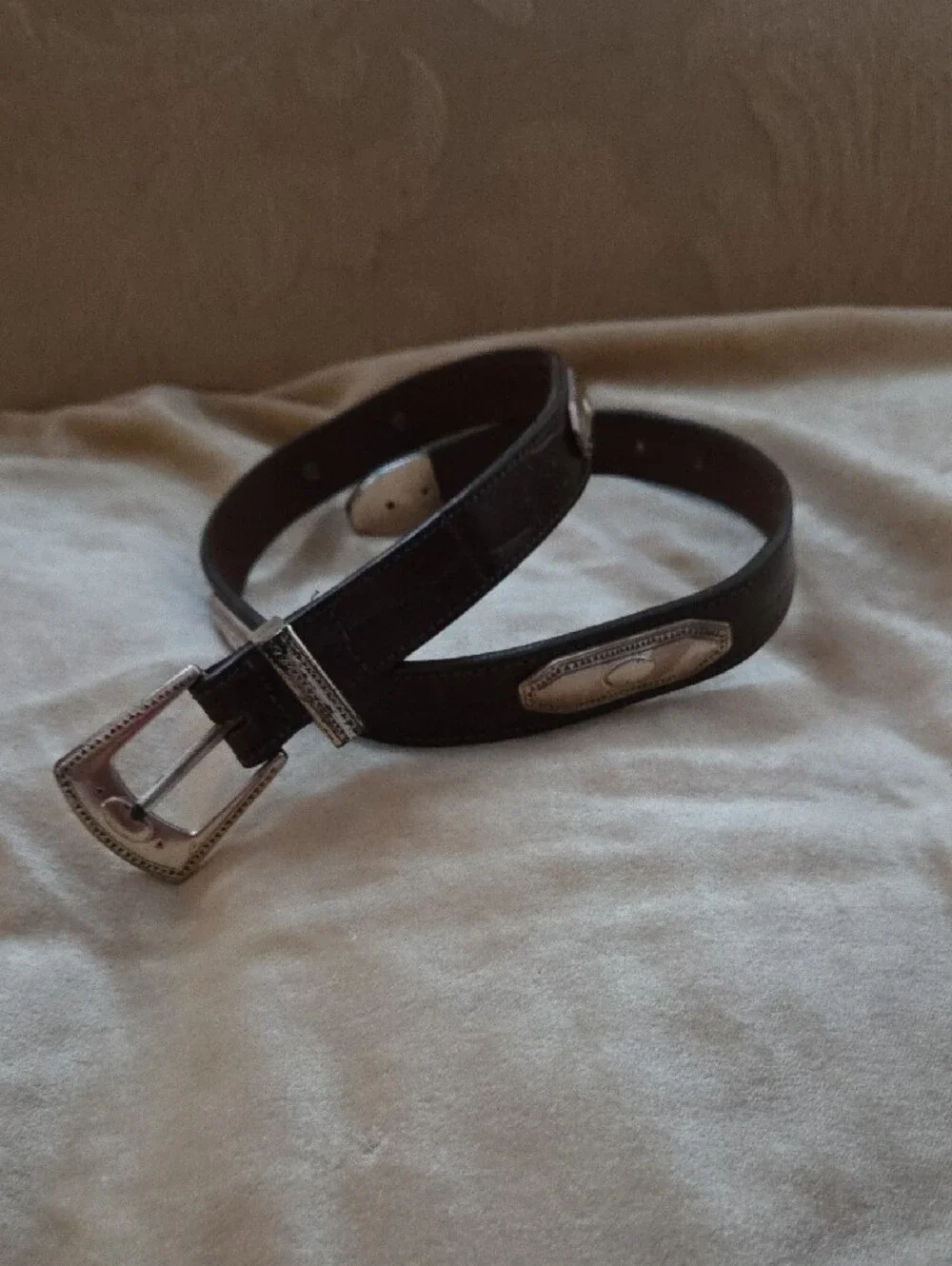 Brighton Brown Leather Belt with Silver Accents